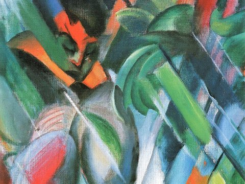 Grüne und rote Dynamik – Franz Marc – Leinwandbild