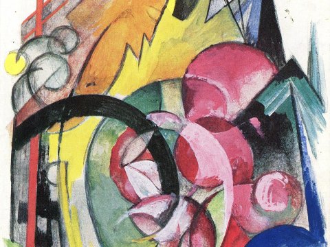 Bunte Blüte in dynamischem Farbstrom – Leinwandbild