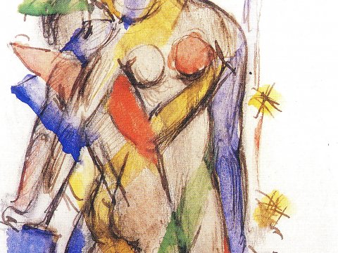 Zwei Akte in Farbexplosion – Franz Marc – Leinwandbild