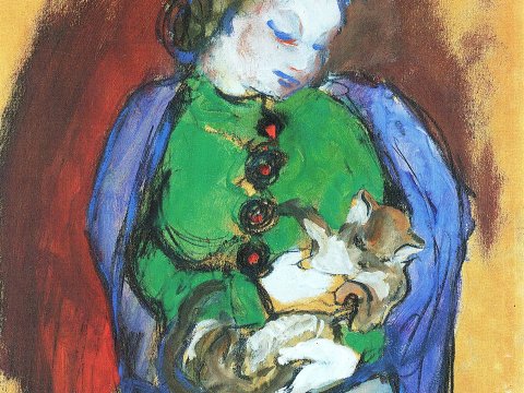 Frau mit Katze – Franz Marc – Leinwandbild