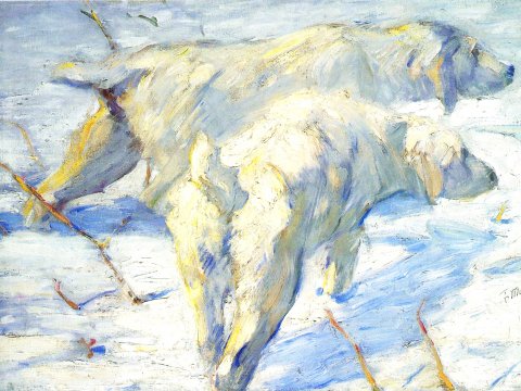 Zwei Eisbären im Schnee – Franz Marc – Leinwandbild