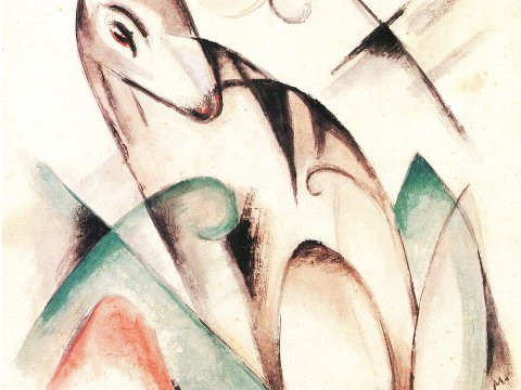 Stehendes Pferd – Franz Marc – Leinwandbild