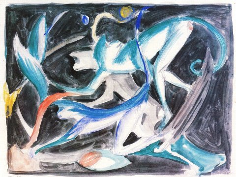 Dynamische Blau-Weiß-Konfrontation – Leinwandbild