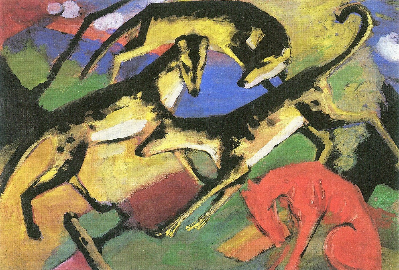 Zwei springende Hunde – Franz Marc – Leinwandbild