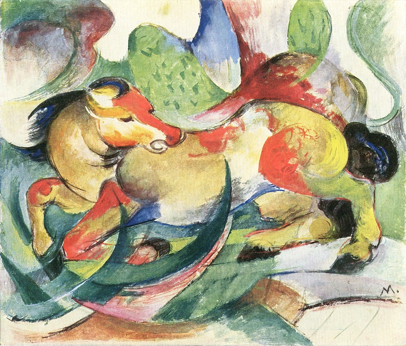 Zwei Pferde im Farbenspiel – Franz Marc – Leinwandbild
