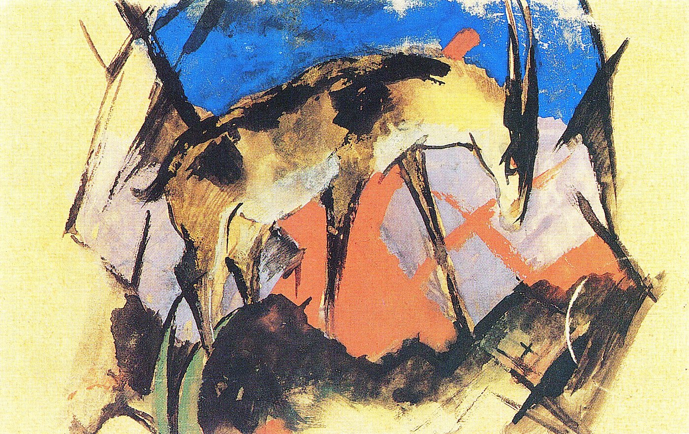 Pferd im Landschaftsbild – Franz Marc – Leinwandbild