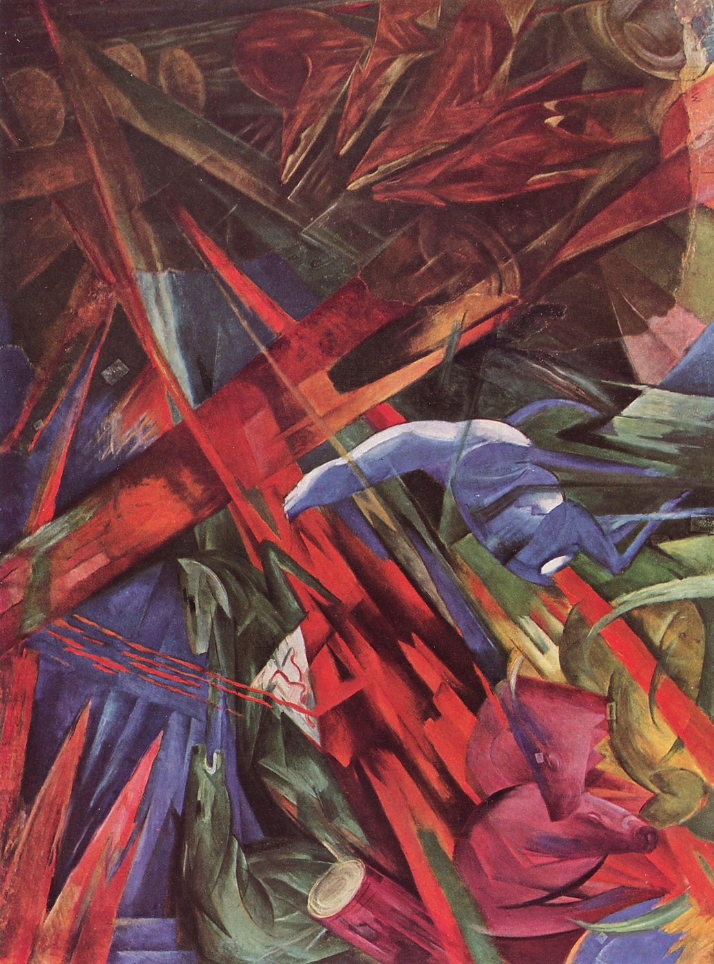 Rote Zerstörung mit blauem Vogel – Franz Marc Leinwandbild