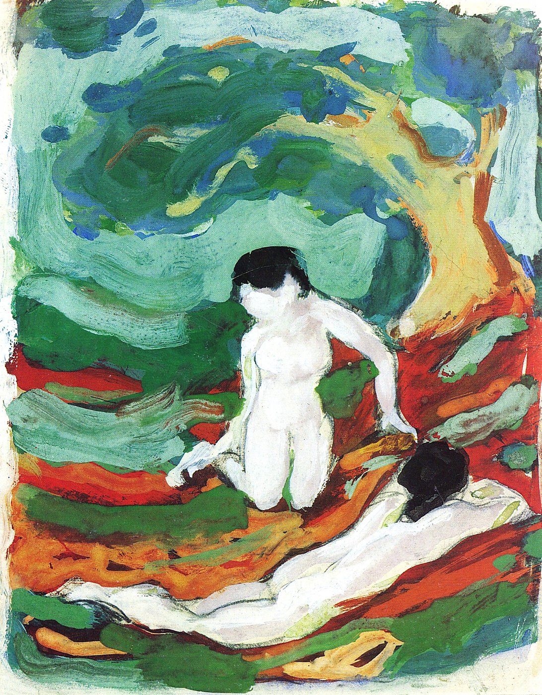 Weiblicher Akt im Farbmeer – Franz Marc – Leinwandbild