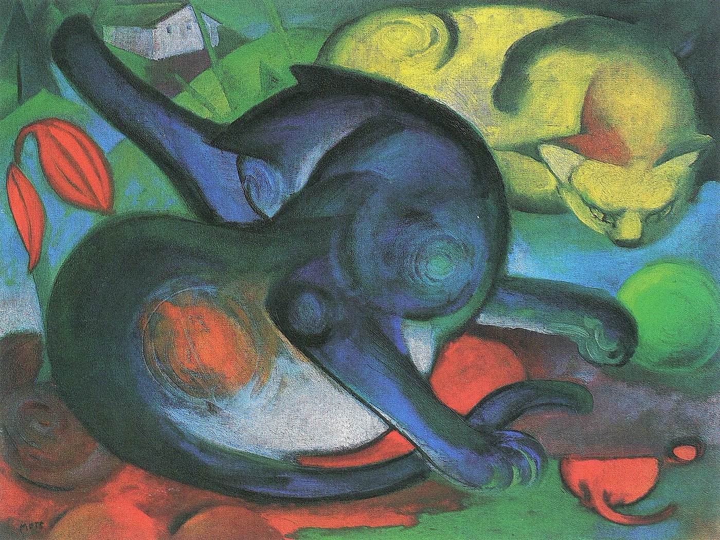 Zwei Katzen – Franz Marc – Leinwandbild