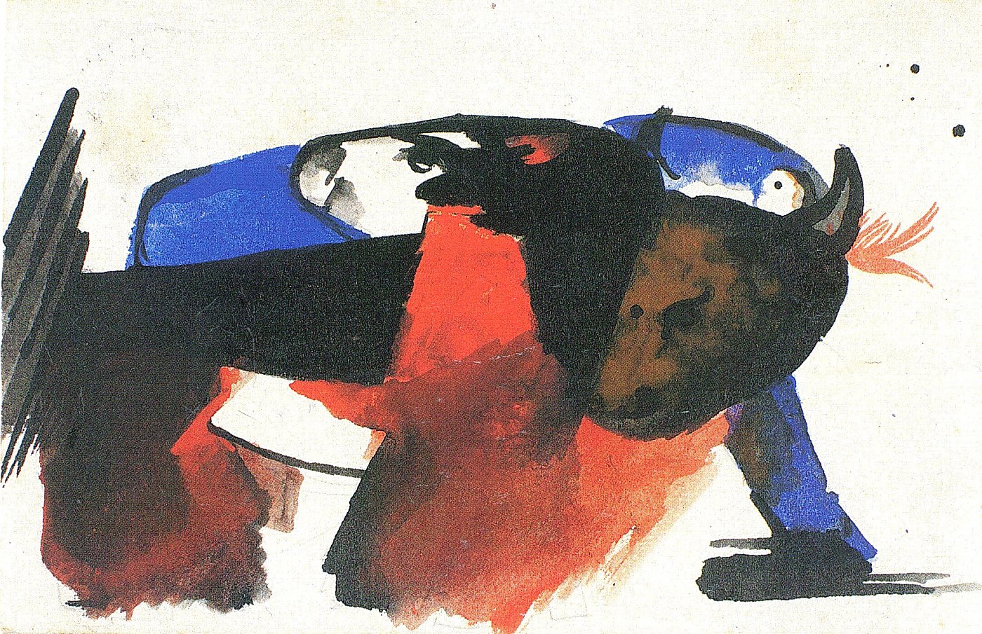 Stier in abstrakter Farbkomposition – Franz Marc – Leinwandbild
