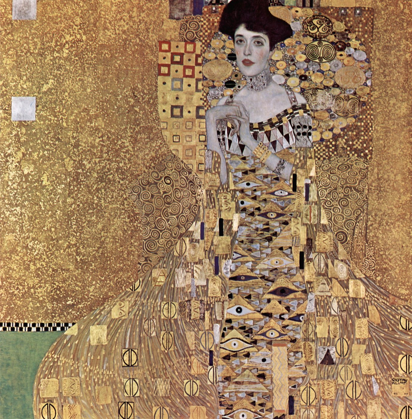 Goldene Symbole und Augen im Klimt-Kleid – Gustav Klimt Leinwandbild