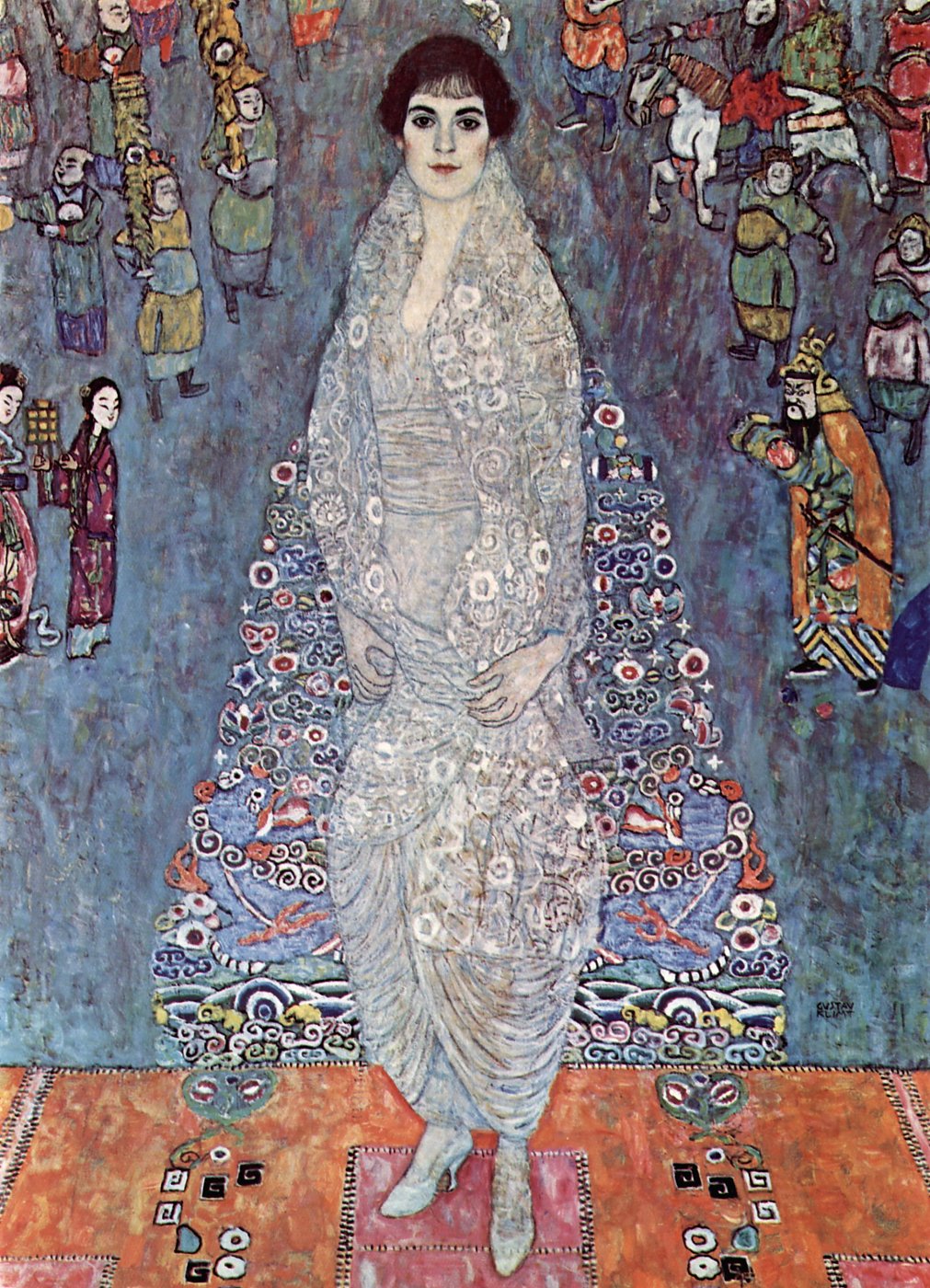 Adele in Gold und Blau mit ornamentalem Mantel – Gustav Klimt Leinwandbild