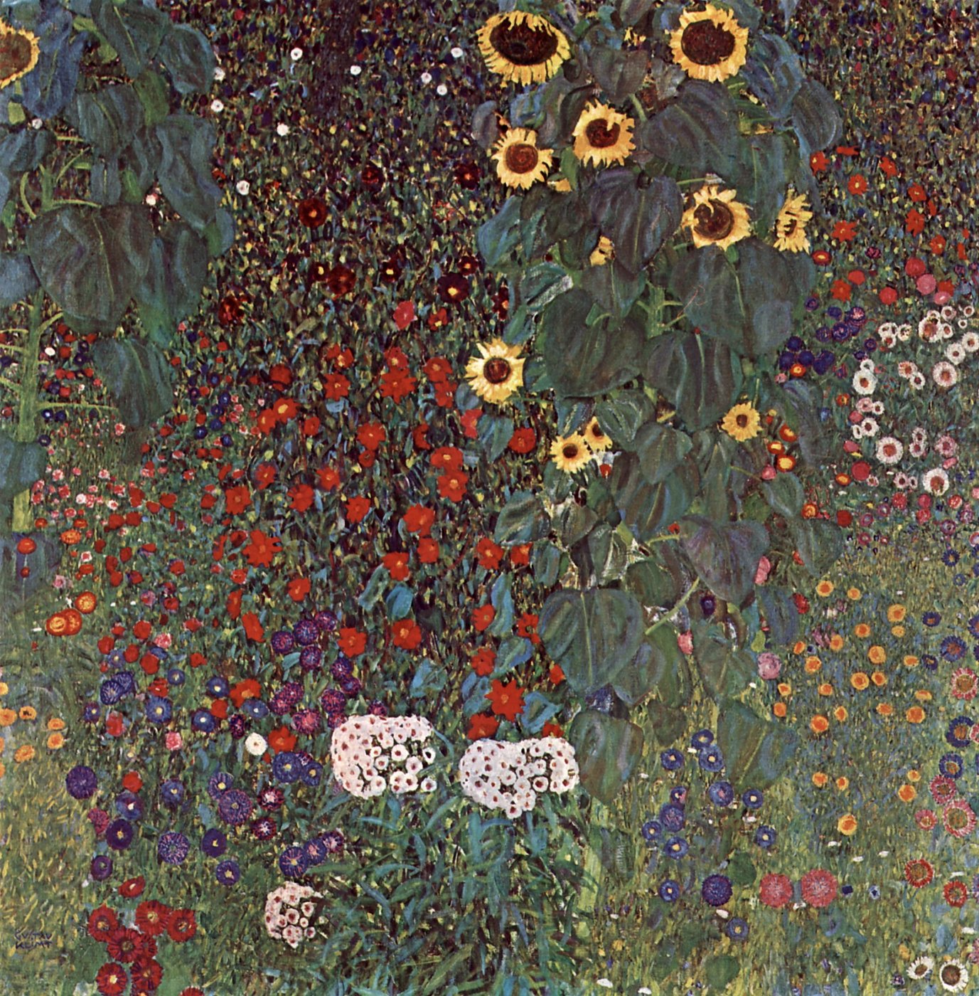 Sonnenblumen und Blumenmeer – Gustav Klimt – Leinwandbild