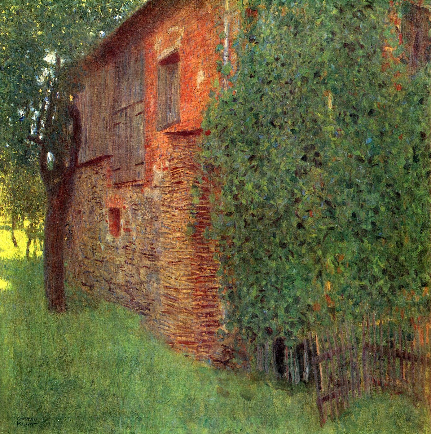 Rotes Backsteinhaus im Grünen – Gustav Klimt – Gustav Klimt Leinwandbild