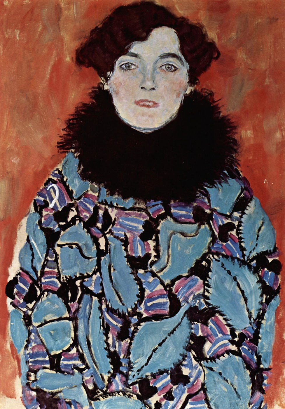 Porträt einer Frau mit Pelzkragen – Gustav Klimt – Leinwandbild