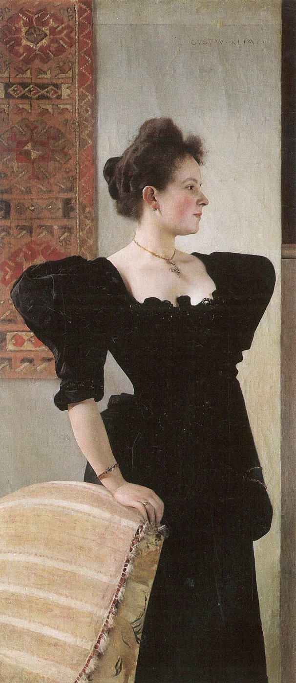 Dame im schwarzen Kleid – Gustav Klimt – Gustav Klimt Leinwandbild