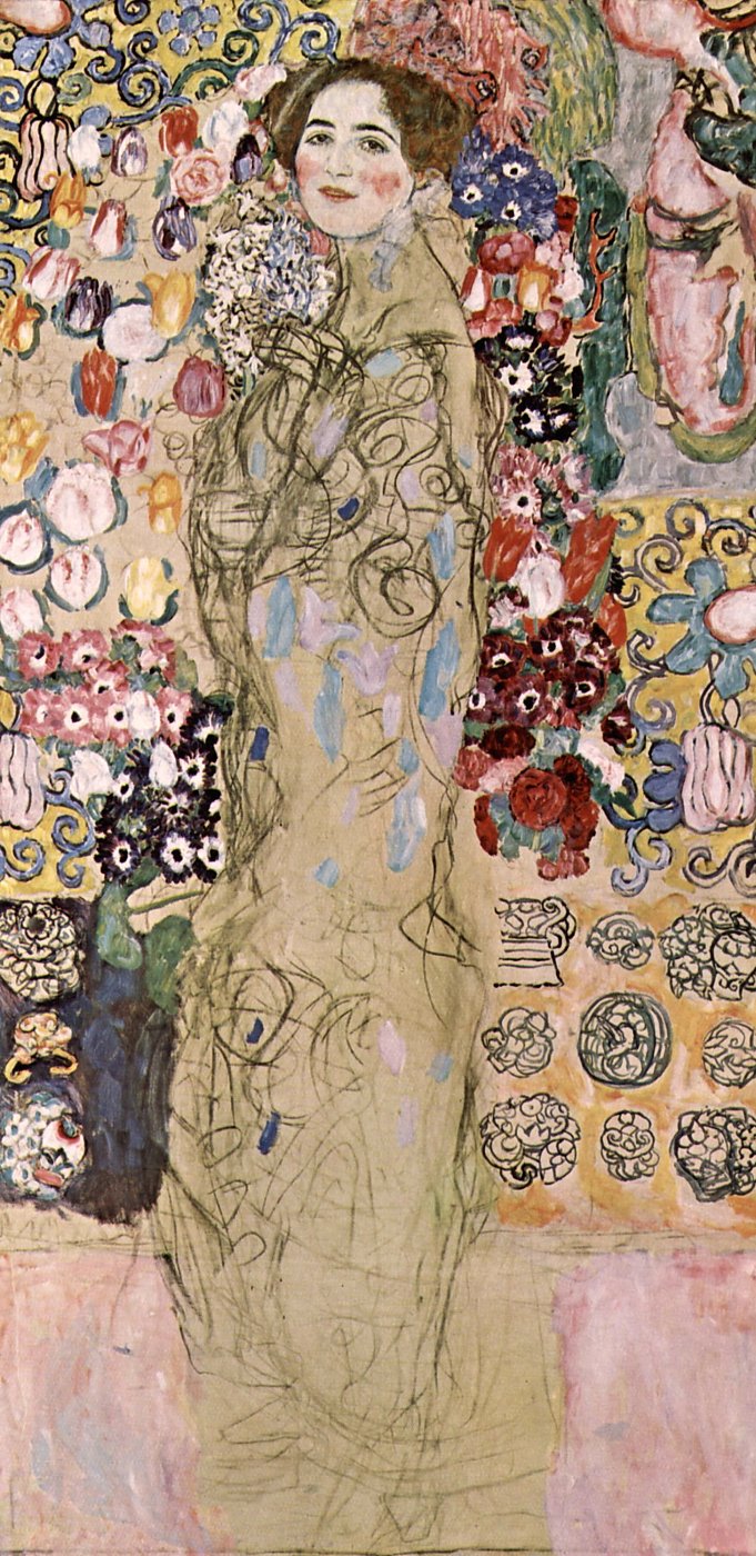Dame mit Blumen – Gustav Klimt – Gustav Klimt Leinwandbild