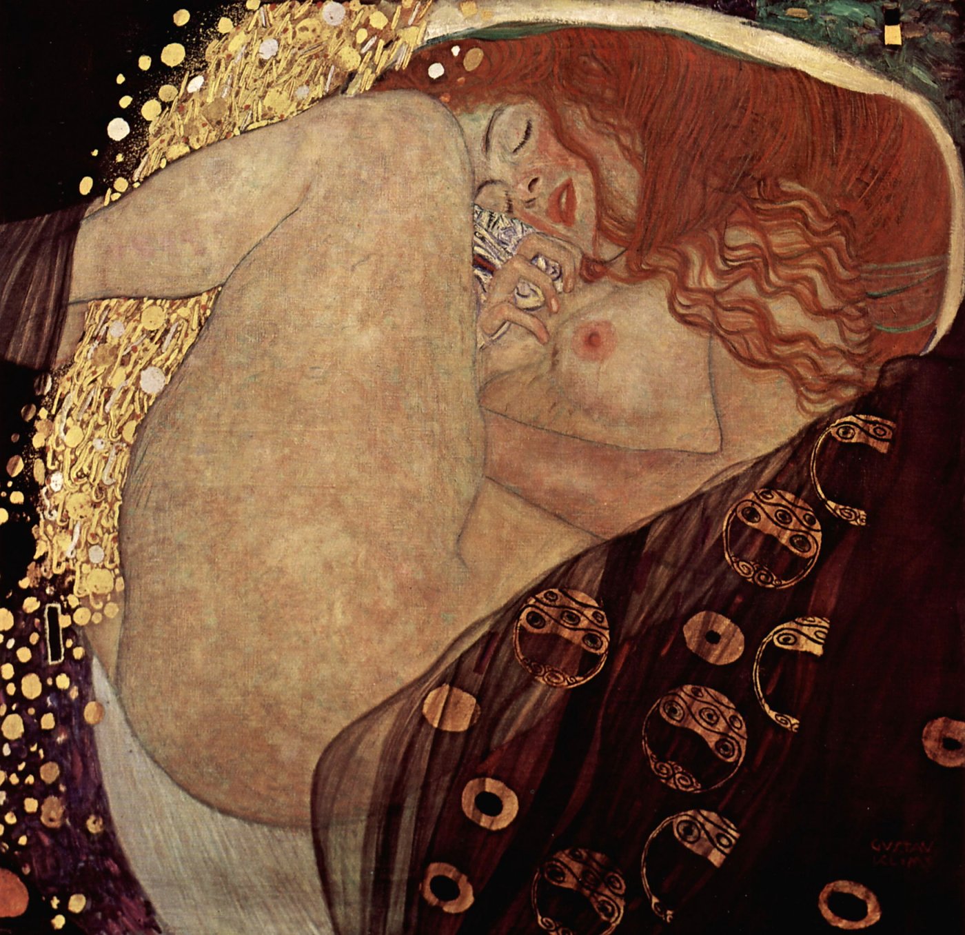 Schlafende Frau mit roten Locken – Gustav Klimt – Gustav Klimt Leinwandbild