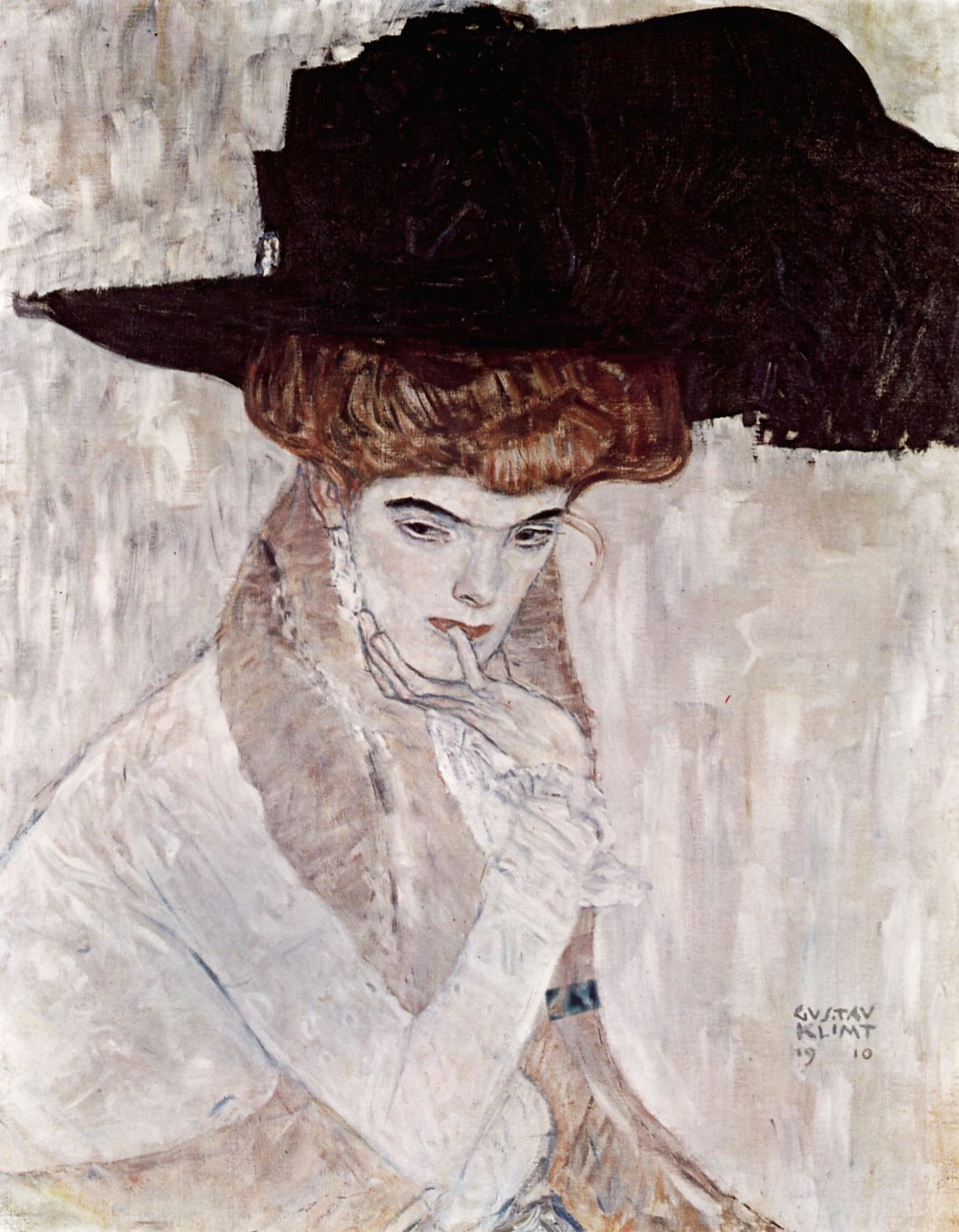 Dame mit schwarzem Hut – Gustav Klimt – Gustav Klimt Leinwandbild