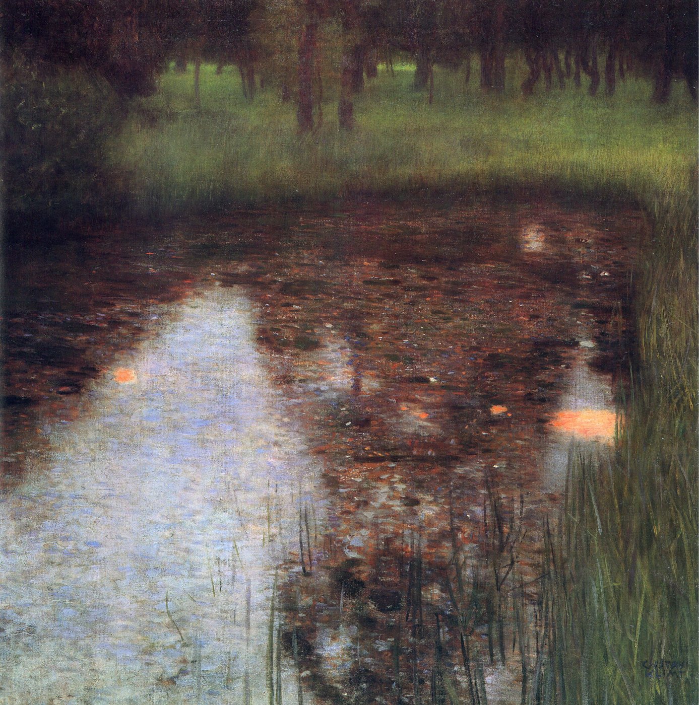 Spiegelnder Teich im Wald – Gustav Klimt – Gustav Klimt Leinwandbild