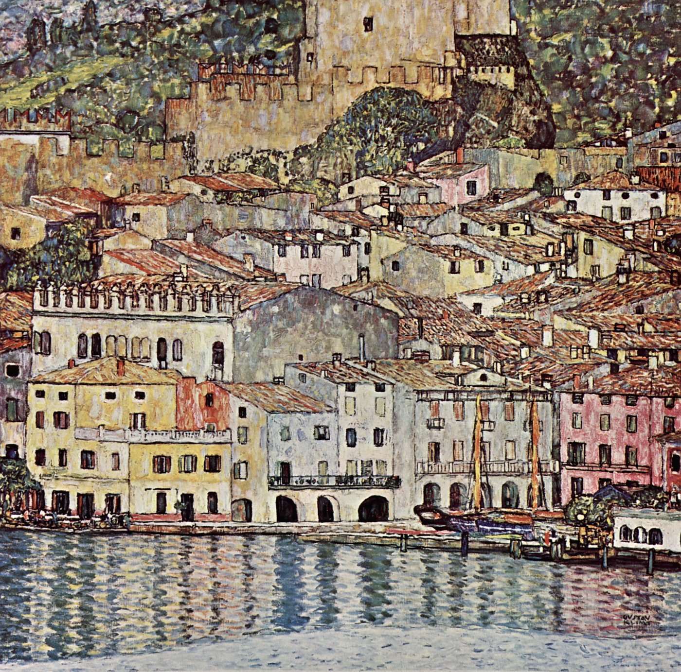 Stadt am See mit Burgruine – Gustav Klimt – Gustav Klimt Leinwandbild