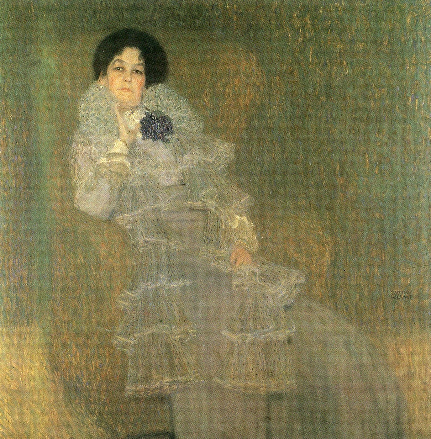 Porträt einer Dame im weißen Kleid – Gustav – Gustav Klimt Leinwandbild