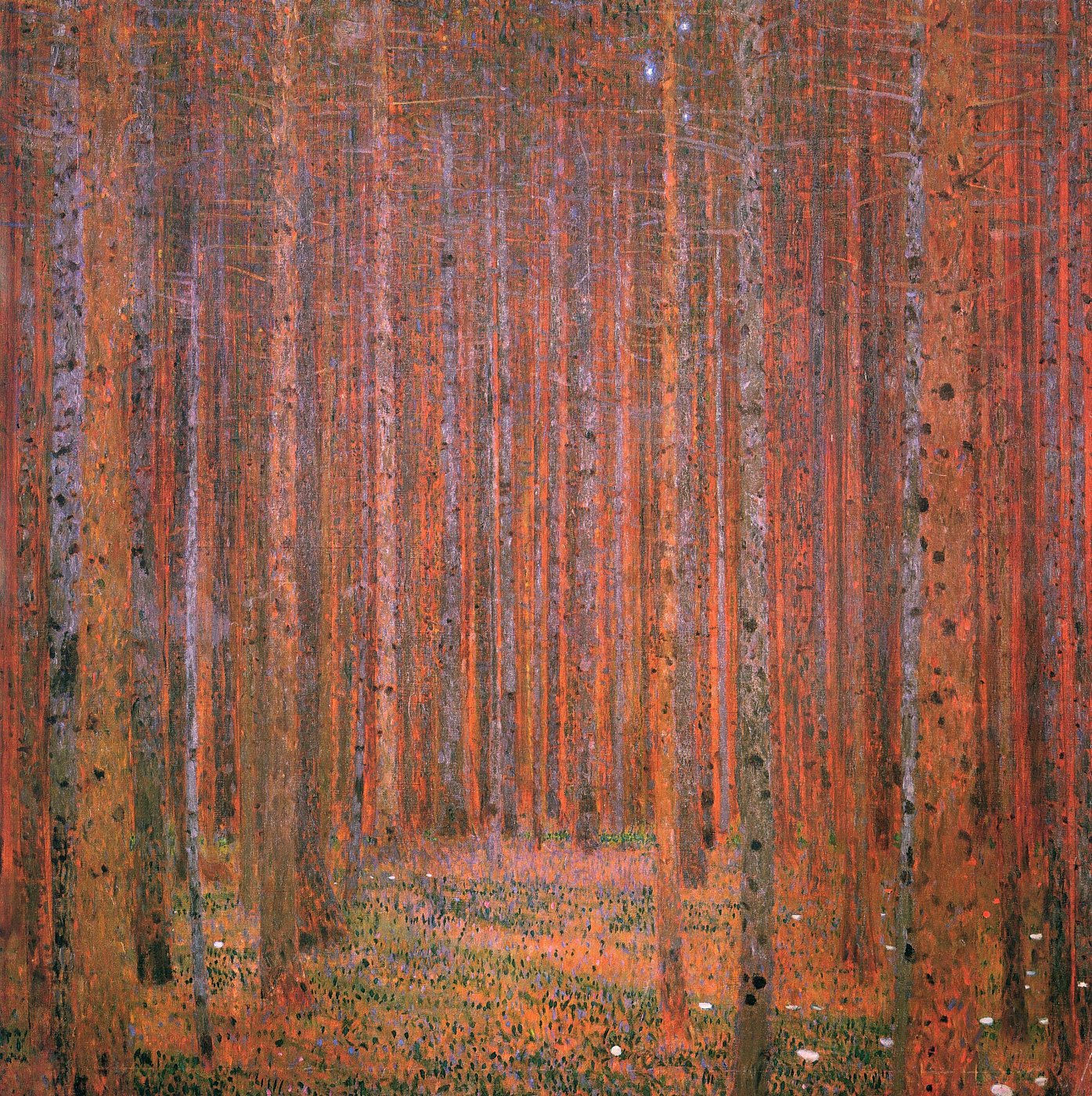 Wald mit roten Bäumen – Gustav Klimt – Gustav Klimt Leinwandbild