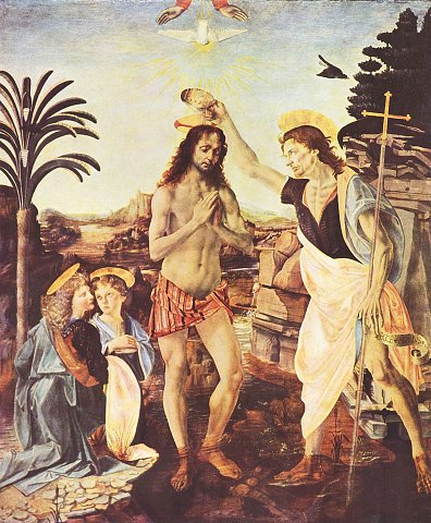 Taufe Christi – Leonardo da Vinci – Leinwandbild