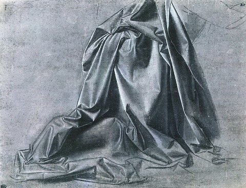 Faltenstudie in Grau mit tiefen Schatten – Leinwandbild