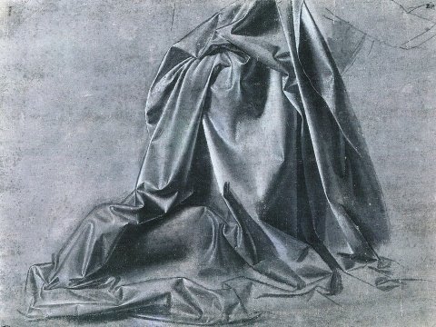 Faltenstudie in Grau mit tiefen Schatten – Leinwandbild