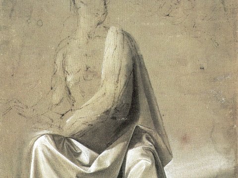 Sitzender Akt mit Gewand – Leonardo da Vinci – Leinwandbild
