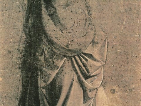 Studie eines Gewandaktes – Leonardo da Vinci – Leinwandbild