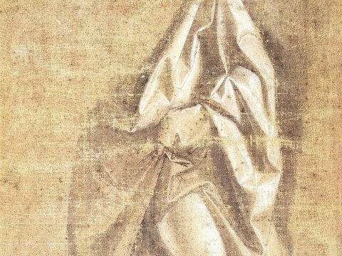 Studie eines drapierten Gewandes – Leonardo da – Leinwandbild