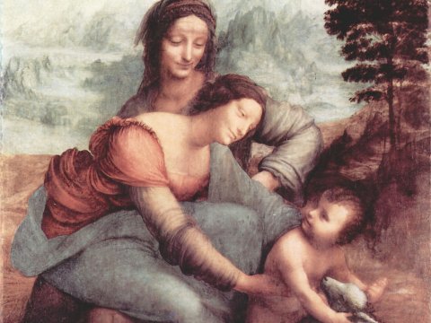 Madonna mit Kind und Johannesknaben – Leonardo – Leinwandbild