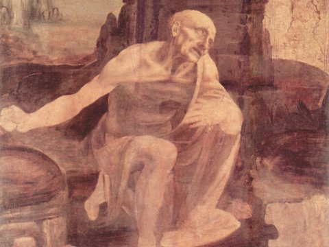 Sitzender Aktstudie – Leonardo da Vinci – Leinwandbild