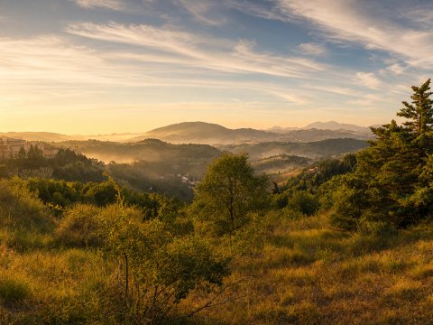 Toskana im Schimmer der Nachmittagssonne – Leinwandbild