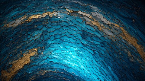 Türkis-Blau mit Rissmustern – Leinwandbild