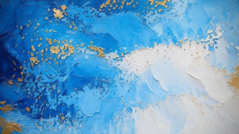 Abstrakte blaue Farbkomposition – Leinwandbild