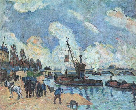 Hafenarbeiter am Fluss – Paul Cézanne – Leinwandbild