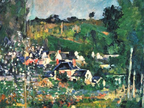 Dorf am Hang mit grünen Hügeln – Paul Cézanne – Leinwandbild