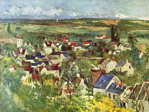 Dorfpanorama mit roten Dächern – Paul Cézanne – Leinwandbild