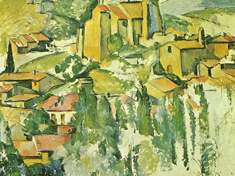 Dorf am Hügel mit Kirche – Paul Cézanne – Leinwandbild
