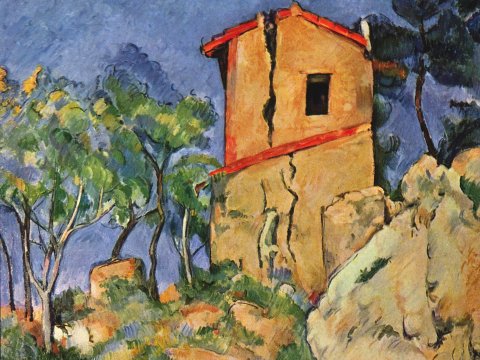 Turm auf felsigem Hügel – Paul Cézanne – Leinwandbild