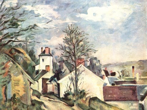 Dorfstraße mit weißen Häusern – Paul Cézanne – Leinwandbild