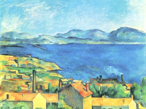 Hafenlandschaft mit Bergen – Paul Cézanne – Leinwandbild