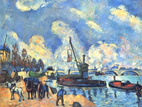 Hafen mit Kran und Pferdefuhrwerken – Paul – Leinwandbild