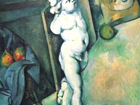 Stillleben mit Puttenstatue – Paul Cézanne – Leinwandbild