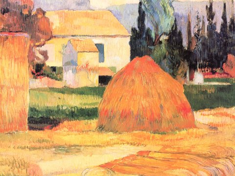Strohballen auf dem Feld – Paul Gauguin – Leinwandbild