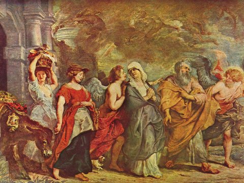 Die Heilige Familie auf der Flucht – Peter – Leinwandbild