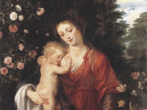 Madonna mit Kind und Rosen – Peter Paul Rubens – Leinwandbild
